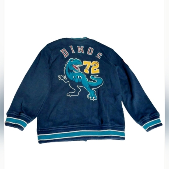 Dinosaur Varsity Style Button Up Sweater Size 8 - Picture 2 of 7